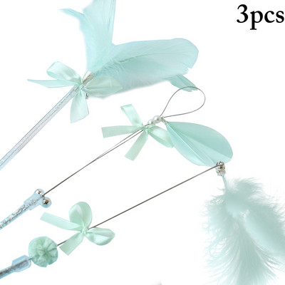 3 τμχ Παιχνίδι τρέιλερ γάτας ψεύτικο φιόγκο με φτερά εύκαμπτο κουδούνι Teaser ραβδί για κατοικίδια Παιχνίδι εκπαίδευσης για κατοικίδια Premium πλαστικά προμήθειες κατοικίδιων 4 χρωμάτων