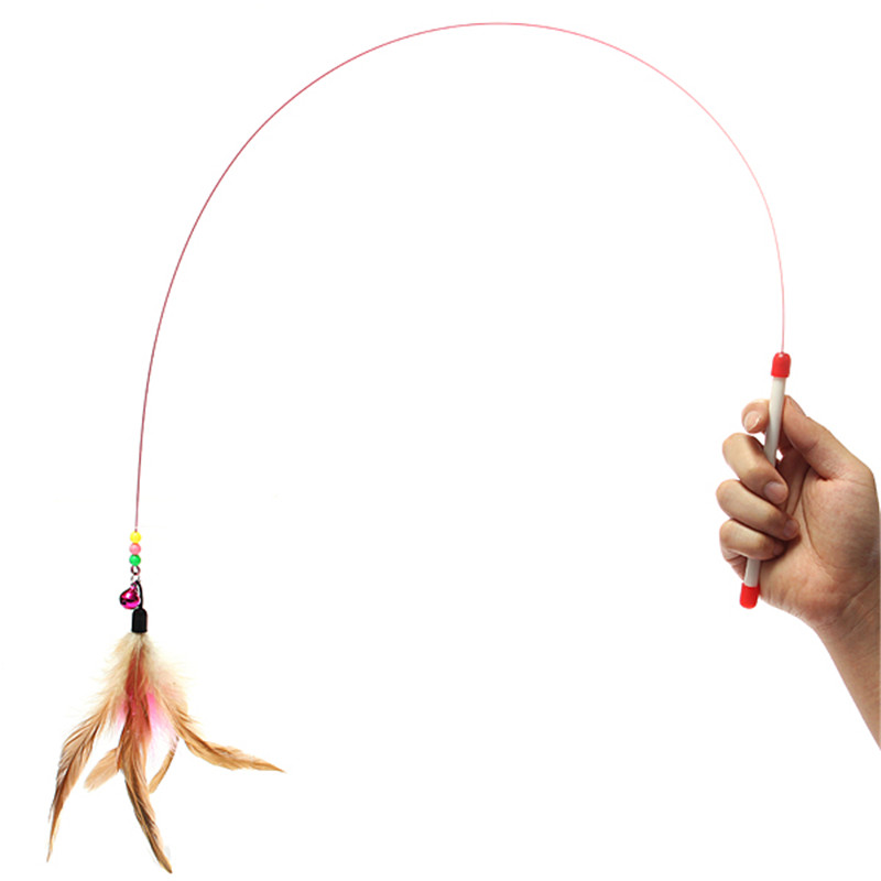 Noua sosire Pene colorate aleatoriu Pisici amuzante Tije de sârmă Clopoțel zburător Jucărie pisici preferate Design drăguț pentru produse pentru animale de companie