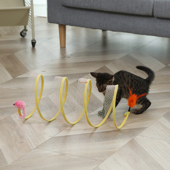 Γάτα κατοικίδια Παιχνίδια Μπάλες σε σχήμα ποντικιού Πτυσσόμενο γάτα γατάκι Παίξτε τούνελ Αστεία γάτα με ραβδί ποντικιού προμήθειες Προσομοίωση ποντικιού αξεσουάρ γάτας