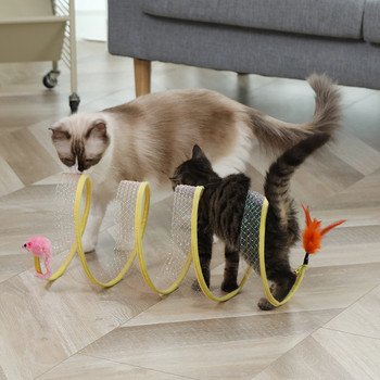 Γάτα κατοικίδια Παιχνίδια Μπάλες σε σχήμα ποντικιού Πτυσσόμενο γάτα γατάκι Παίξτε τούνελ Αστεία γάτα με ραβδί ποντικιού προμήθειες Προσομοίωση ποντικιού αξεσουάρ γάτας
