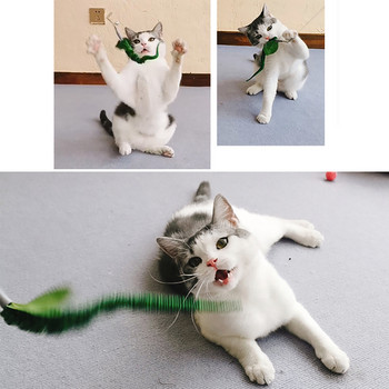 4Pc Симулация на котка Плюшена играчка с червеи със звънец Интерактивна играчка за котка Супер вендуза, подвижна за игра на котки на закрито, Упражнение за преследване