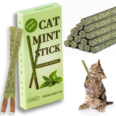 6 пръчици/кутия Продукти за дъвчене на котки Изцяло натурални пръчици от котешка трева Wood Tengo Molar Sticks Котешки пръчици за почистване на зъби за котки от всички възрасти