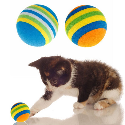 10 бр./компл. Rainbow Ball Pet Toys EVA Soft Interactive Cat Dog Puppy Kitten Play Funny Colorful Gifts Chew Balls Pets Products