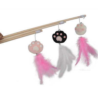 Играчка за котка Cat Claw Teasing Cat Stick Wooden Pole Feather Bell Spot Cat Cat Self-hi Interactive Pet Supplies Dropshipping