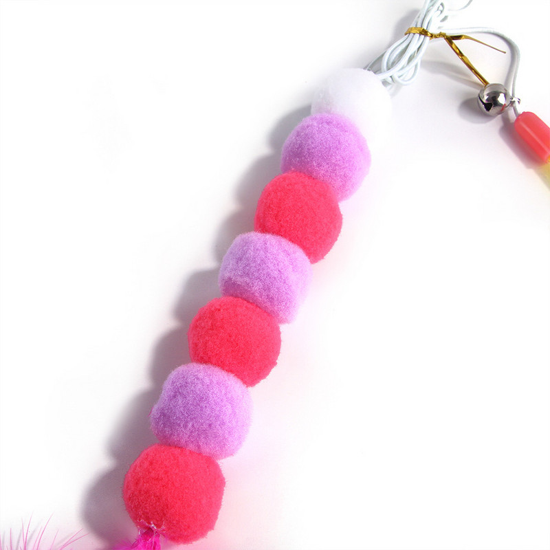 Γάτα Funny Feather Pompon Stick with Bell Playing Dangle Faux Mice Tease Fun Kitten Rod Toy Διαδραστικό καλάμι ψαρέματος Woobies
