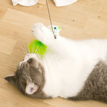 Διαδραστικό παιχνίδι γάτας αστείο πουλί προσομοίωσης με φτερό με καμπάνα παιχνίδι ραβδί γάτα για γατάκι που παίζει Teaser ραβδί παιχνίδι για κατοικίδια αξεσουάρ για γάτες