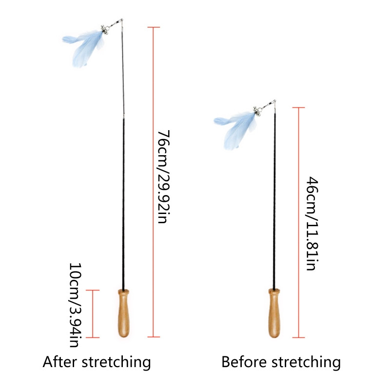 Igračke zadirkivanje štapićem od perja sa motkom koja se uvlači u obliku zvona za igranje mačića
