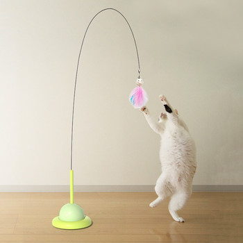 Cat Self Hi διπλής χρήσης Αποσπώμενη μακριά ράβδος γάτα Teaser Ατσάλινο σύρμα κορόιδο σταθερό προμήθειες για κατοικίδια Διαδραστικά παιχνίδια Προμήθειες για γάτες