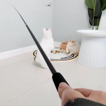 Cat Teaser Wands Interactive Cat Catcher Teaser Stick Rod Toys Retractable Training Exercising Fishing Pole Wand Аксесоари за домашни любимци