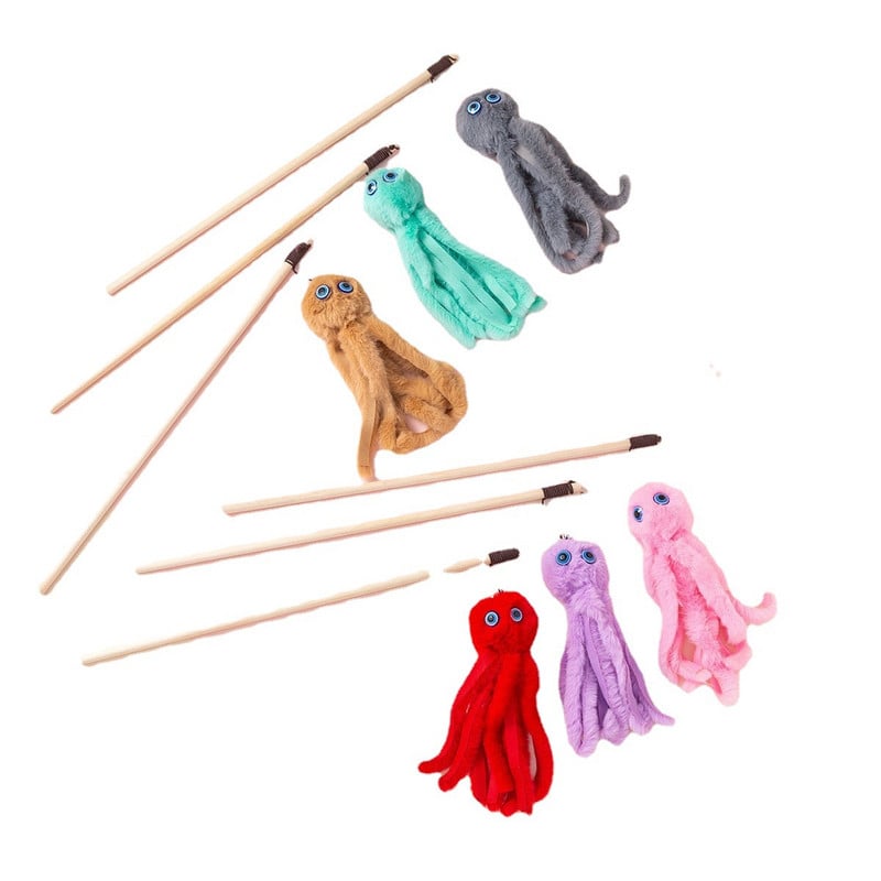 Αστεία ράβδο γάτας χταπόδι βελούδινα κατοικίδια παιχνίδια για γάτες Διαδραστικό παιχνίδι για γάτες Teaser Ραβδί γατάκι ραβδί αξεσουάρ για κατοικίδια