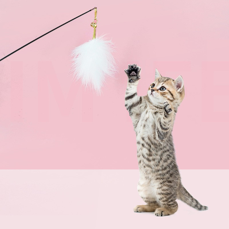 Cat Toys Kitten Interactive Stick Funny Cat Fishing Rod Game Ραβδί με φτερά ραβδί παιχνίδι για κατοικίδια Προμήθειες για γάτες