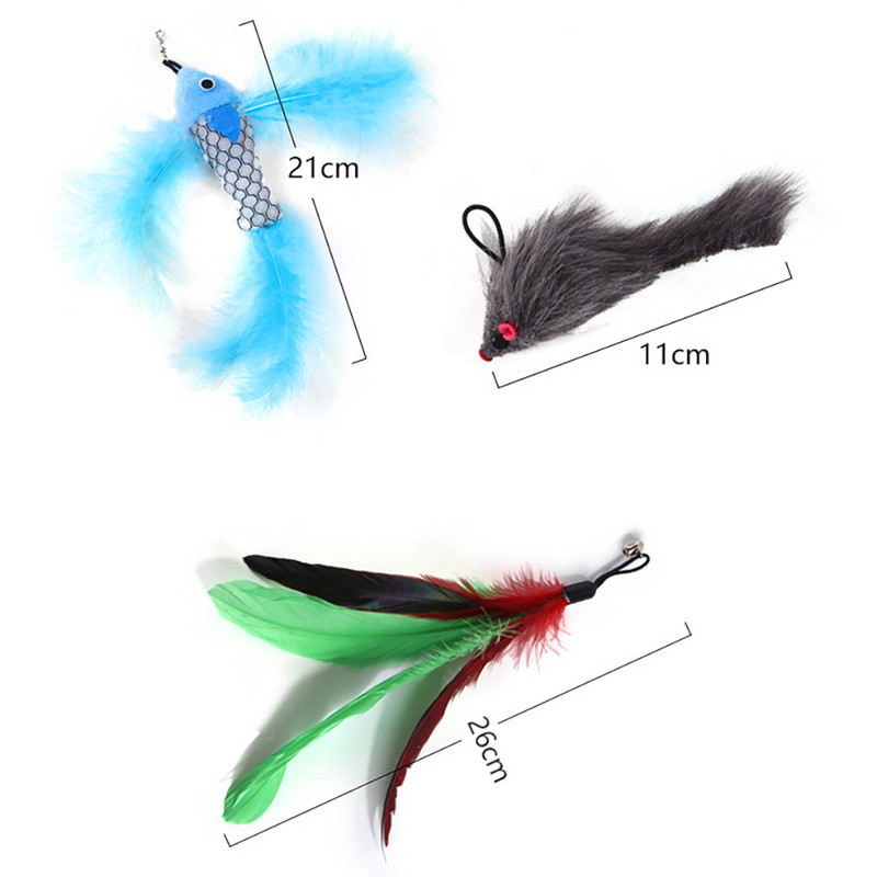 Interaktivna igračka za mačku Smiješna pernata miš riba sa zvončićem za sisaljku Igračka mačji štap za mače koje se igra Zadirkujući štapić Igračka Oprema za mačke