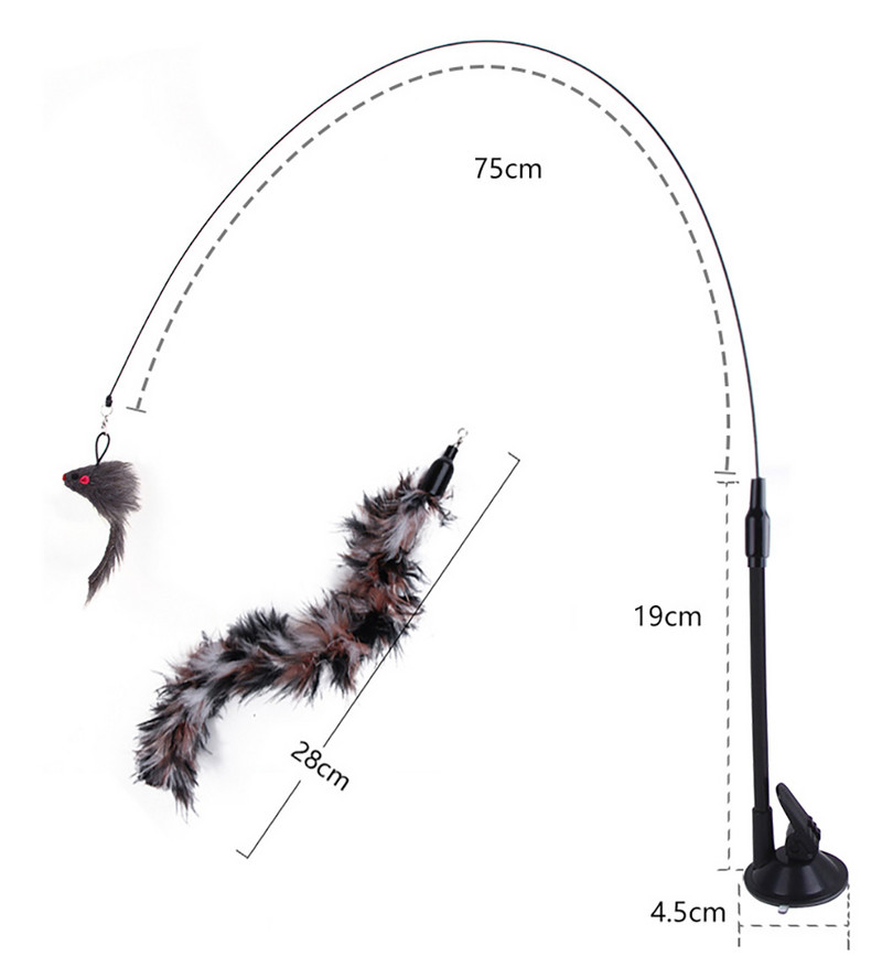 Interaktivna igračka za mačku Smiješna pernata miš riba sa zvončićem za sisaljku Igračka mačji štap za mače koje se igra Zadirkujući štapić Igračka Oprema za mačke