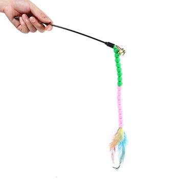 2 бр. Teaser Feather Toys Kitten Funny Colorful Rod Cat Wand Toys Plastic Pet Cat Toys Interactive Stick Pet Cat Supplies