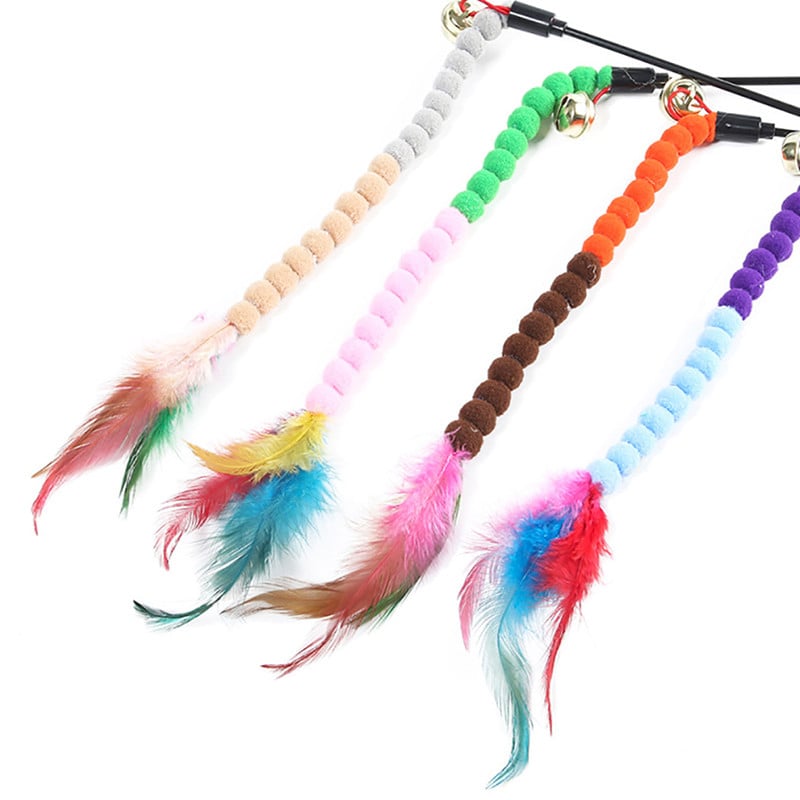 2 τεμ Teaser Feather Παιχνίδια Γατάκι Αστεία Πολύχρωμα Ραβδί Γάτας Παιχνίδια Πλαστικά Παιχνίδια κατοικίδιων για Γάτες Διαδραστικό ραβδί Προμήθειες κατοικίδιων για γάτες