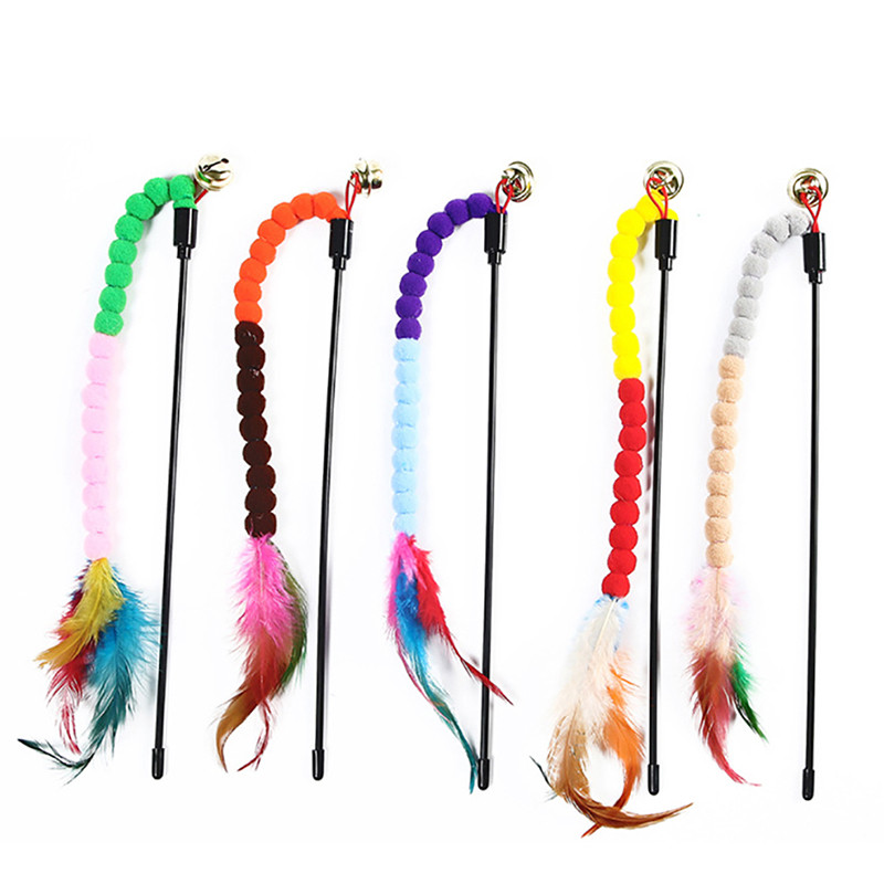 2 τεμ Teaser Feather Παιχνίδια Γατάκι Αστεία Πολύχρωμα Ραβδί Γάτας Παιχνίδια Πλαστικά Παιχνίδια κατοικίδιων για Γάτες Διαδραστικό ραβδί Προμήθειες κατοικίδιων για γάτες