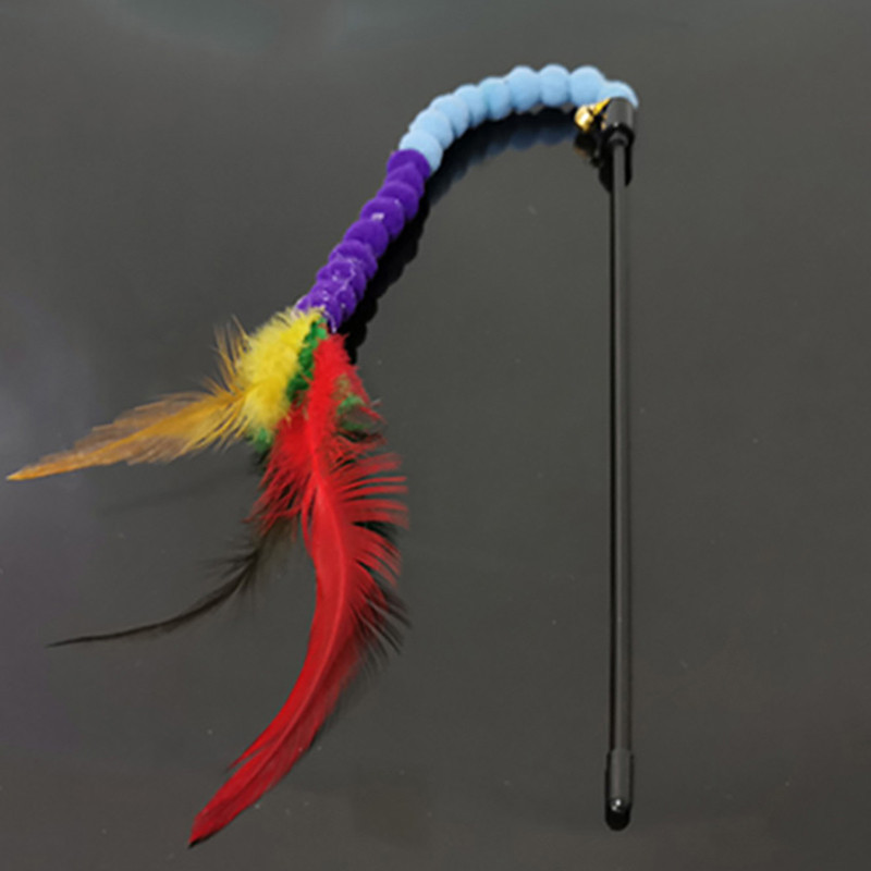 2 τεμ Teaser Feather Παιχνίδια Γατάκι Αστεία Πολύχρωμα Ραβδί Γάτας Παιχνίδια Πλαστικά Παιχνίδια κατοικίδιων για Γάτες Διαδραστικό ραβδί Προμήθειες κατοικίδιων για γάτες
