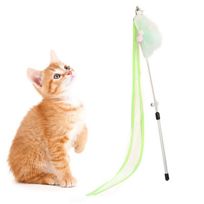 Cat Teaser Wand Ribbon Kitten Teaser Stick Cat Interactive Toy Creative Kitten Play Wand With Bell Pet Training Toy Cat Toy