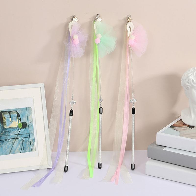 Cat Teaser Wand Ribbon Kitten Teaser Stick Mačka Interaktivna igračka Kreativno mače Igra štapić sa zvonom Igračka za dresuru ljubimaca Igračka za mačke