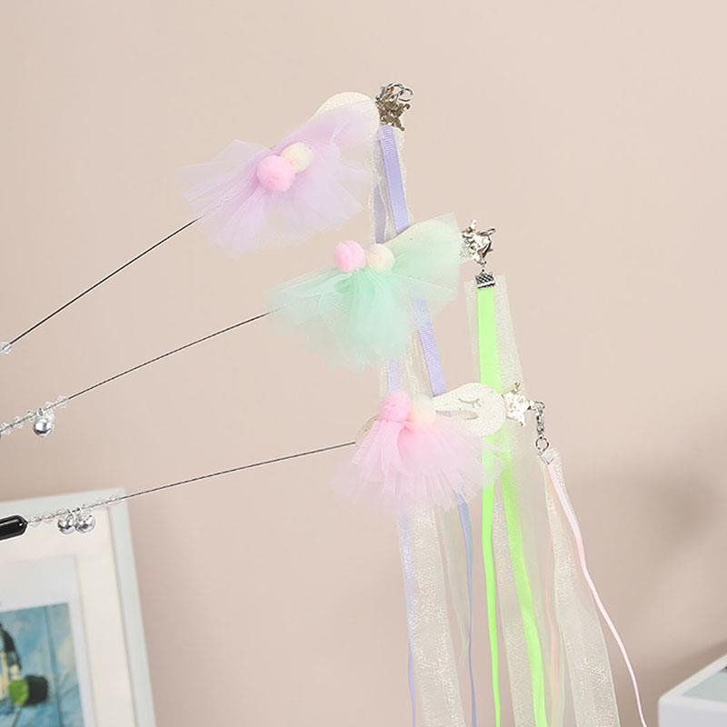 Cat Teaser Wand Ribbon Kitten Teaser Stick Mačka Interaktivna igračka Kreativno mače Igra štapić sa zvonom Igračka za dresuru ljubimaca Igračka za mačke