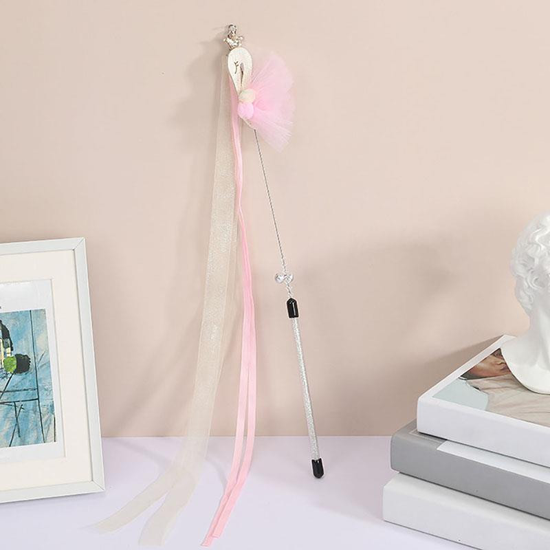 Cat Teaser Wand Ribbon Kitten Teaser Stick Mačka Interaktivna igračka Kreativno mače Igra štapić sa zvonom Igračka za dresuru ljubimaca Igračka za mačke