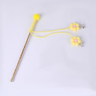 Προσομοίωση Λουλούδι Διαδραστικό παιχνίδι γάτας Αστείο ροζ λουλούδι με παιχνιδάκι με ραβδί γάτα καμπάνα για γατάκι που παίζει Teaser Ραβδί παιχνίδι για γάτες