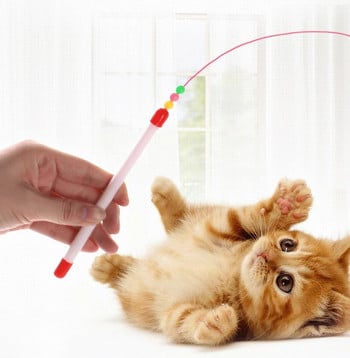 Simulation Fish Interactive Cat Toy Funny Feather Bird with Bell Cat Stick Toy for Kitten Playing Teaser Wand Toy Cat Supplies