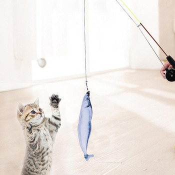 Прибираща се котешка пръчица Играчка за котка Играчка за риба с колело Безопасно разстояние за лов Интерактивна въдица Играчки за възбуждане на котенца