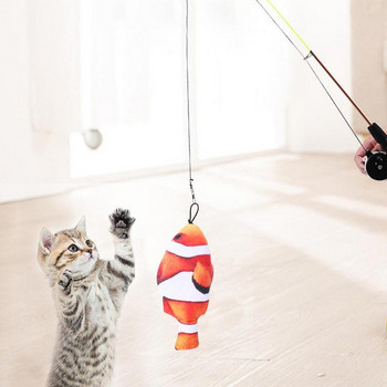 Αναδιπλούμενο ραβδί γάτας Παιχνίδι για γάτες Teaser Παιχνίδι ψαριών με ασφαλή τροχό και απόσταση κυνηγιού Διαδραστικά παιχνίδια με καλάμι ψαρέματος για να ξεσηκώσουν τα γατάκια