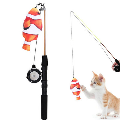 Igračka s mačjim štapićem na uvlačenje Igračka za zadirkivanje mačaka Riba s kotačićem Sigurna lovna udaljenost Interaktivni štap za pecanje Igračke za uzbuđenje mačića