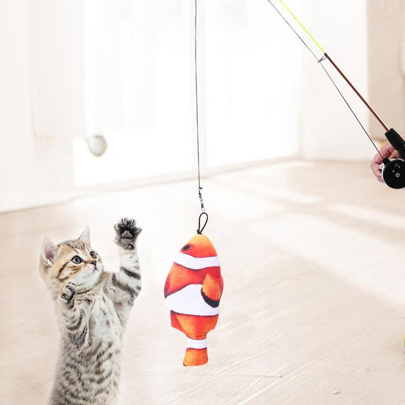 Igračka s mačjim štapićem na uvlačenje Igračka za zadirkivanje mačaka Riba s kotačićem Sigurna lovna udaljenost Interaktivni štap za pecanje Igračke za uzbuđenje mačića