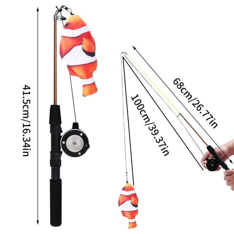 Igračka s mačjim štapićem na uvlačenje Igračka za zadirkivanje mačaka Riba s kotačićem Sigurna lovna udaljenost Interaktivni štap za pecanje Igračke za uzbuđenje mačića