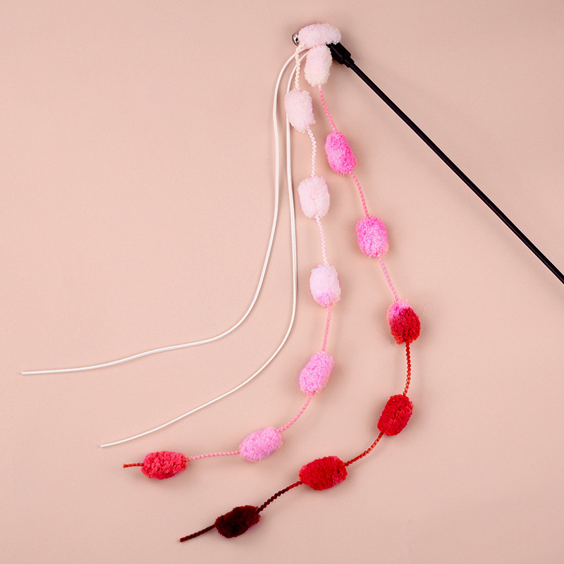 Φούντα γάτας Παιχνίδι βελούδινα μπάλες τρέιλερ γάτα Ραβδί γάτα Διαδραστικά παιχνίδια Αστεία κορδέλα καμπάνα PoleTeaser Ραβδί κατοικίδιο ζώο προμήθειες για γάτες