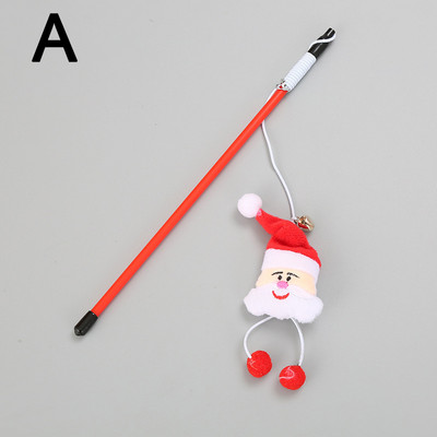 Bețișoare drăguțe pentru pisici cu tema de Crăciun Bețișoare interactive pentru animale de companie Desen animat Moș Crăciun Pom de Crăciun Papusa de pluș Clopot Jucării pentru pisici Accesorii pentru animale de companie