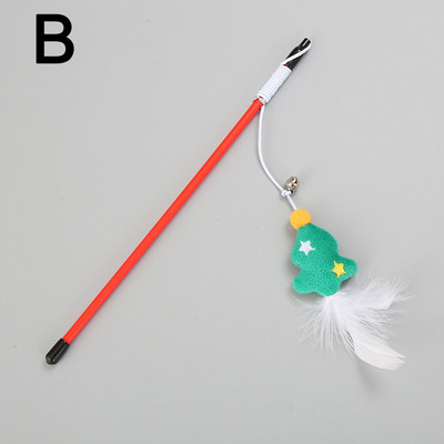 Bețișoare drăguțe pentru pisici cu tema de Crăciun Bețișoare interactive pentru animale de companie Desen animat Moș Crăciun Pom de Crăciun Papusa de pluș Clopot Jucării pentru pisici Accesorii pentru animale de companie