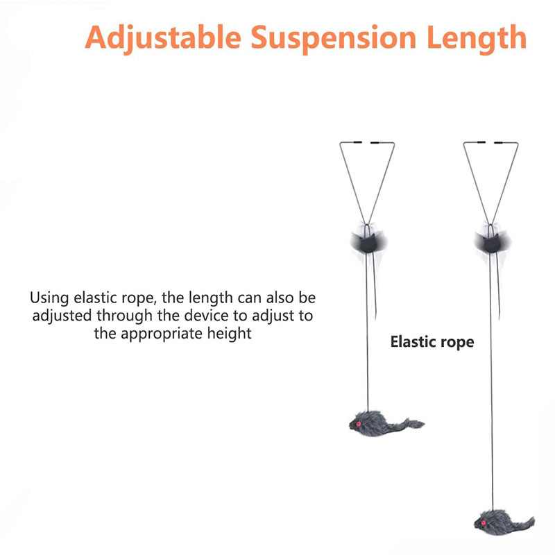 Viseći miš igračka za mačku koja poskakuje na vratima s podesivim elastičnim užetom od 55 inča, interaktivne igračke za mačke koje se sami igraju za kućne mačke