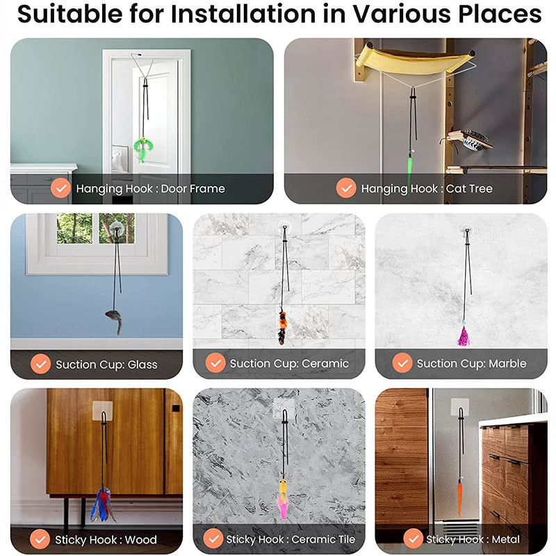 Viseći miš igračka za mačku koja poskakuje na vratima s podesivim elastičnim užetom od 55 inča, interaktivne igračke za mačke koje se sami igraju za kućne mačke