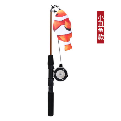 Undiță retractabilă Pene de pisică Jucărie de mentă Catnip Tip de pește Jucărie de pene Jucărie amuzantă Băț de pisică Jucărie de undițe de pisică Simulare de undiță