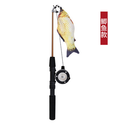 Undiță retractabilă Pene de pisică Jucărie de mentă Catnip Tip de pește Jucărie de pene Jucărie amuzantă Băț de pisică Jucărie de undițe de pisică Simulare de undiță