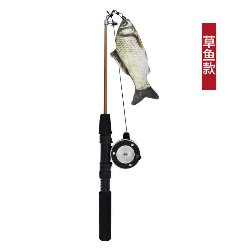 Undiță retractabilă Pene de pisică Jucărie de mentă Catnip Tip de pește Jucărie de pene Jucărie amuzantă Băț de pisică Jucărie de undițe de pisică Simulare de undiță