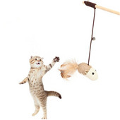 Kassimänguasi, sulgedest mänguasjad kassidele Pulkhammustusega puidust käepidemega kassimänguasi kanepi köiega Hiir Lind Kasside mänguasjad Interaktiivsed lemmikloomatooted