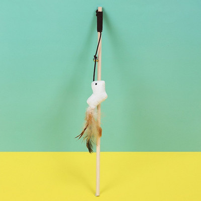 Kassimänguasi, sulgedest mänguasjad kassidele Pulkhammustusega puidust käepidemega kassimänguasi kanepi köiega Hiir Lind Kasside mänguasjad Interaktiivsed lemmikloomatooted