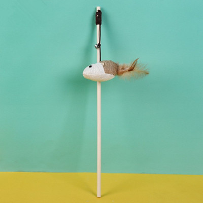 Kassimänguasi, sulgedest mänguasjad kassidele Pulkhammustusega puidust käepidemega kassimänguasi kanepi köiega Hiir Lind Kasside mänguasjad Interaktiivsed lemmikloomatooted