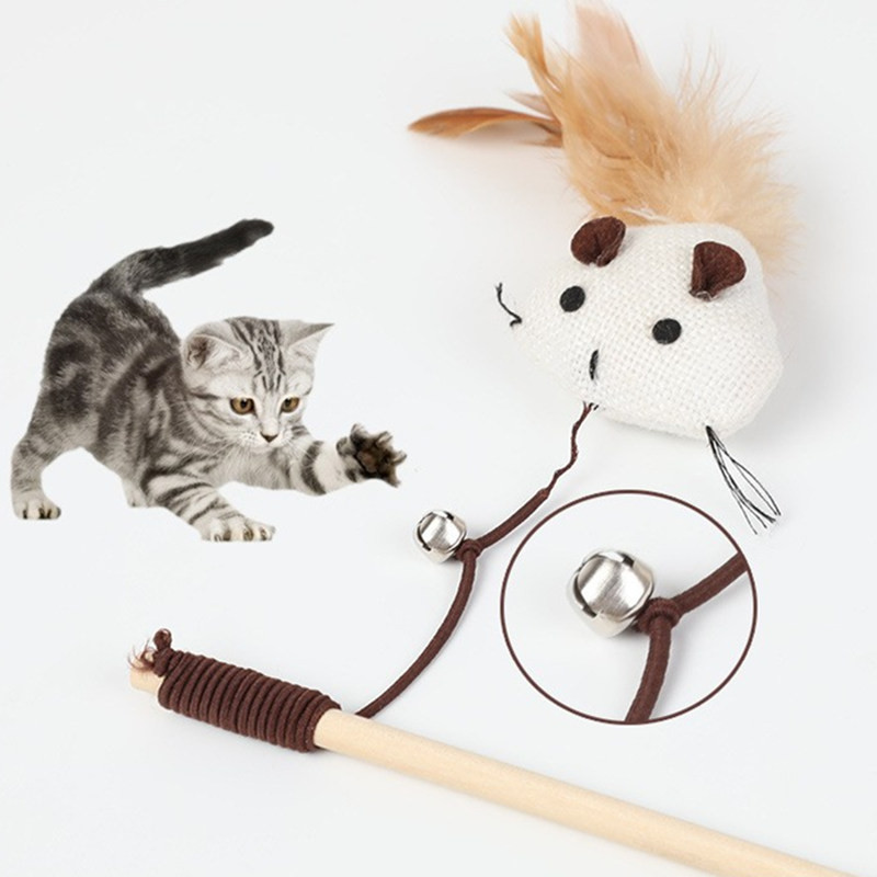 Kassimänguasi, sulgedest mänguasjad kassidele Pulkhammustusega puidust käepidemega kassimänguasi kanepi köiega Hiir Lind Kasside mänguasjad Interaktiivsed lemmikloomatooted