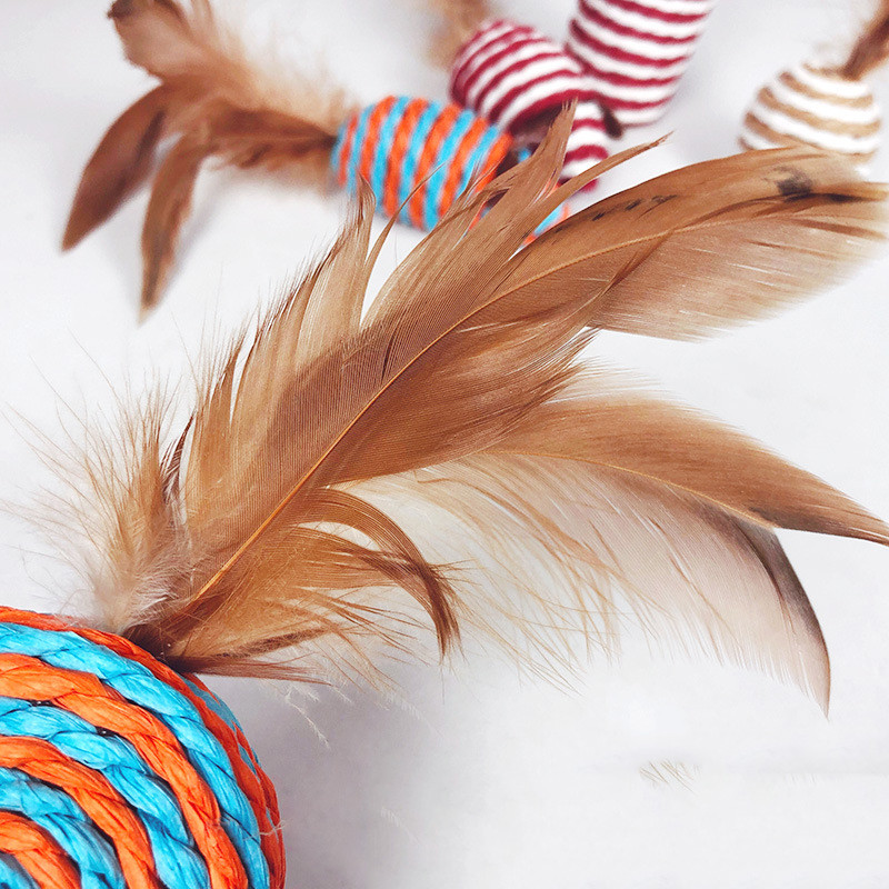 7pcs/set Funny Cat Teaser Stick Cats Interactive Toys Šareno perje Kitten Drveni lan Mouse Stick Tease Cats Igračke