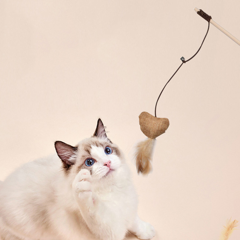 7pcs/set Funny Cat Teaser Stick Cats Interactive Toys Šareno perje Kitten Drveni lan Mouse Stick Tease Cats Igračke