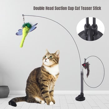Интерактивна играчка за котка, висяща врата, прибираща се котешка драскотина, въже, мишка, дълга пръчка, коте, играчки с пера за домашни котки, игра, упражнения
