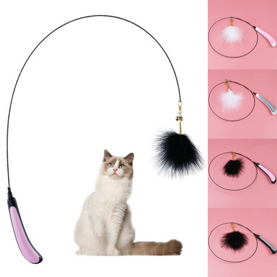 90cm 4Colors Cat Teaser Feather Wire Pet Interactive Tools Cat Rod Funny Fish Toys Stick High Quality Kitty Supplies