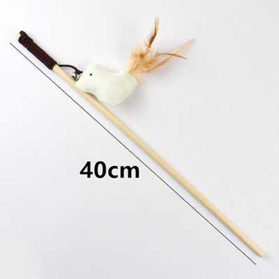 Igračka za mačke Drvena drška Riba od ratana Interaktivne igračke za mačke sa zvonom Otporne na ugriz Pernate igračke za mačke Zadirkuju ogrebotine Potrepštine za kućne ljubimce