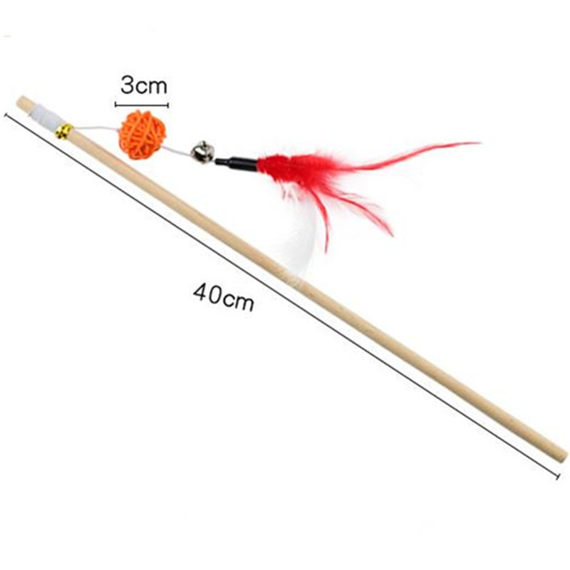 Igračka za mačke Drvena drška Riba od ratana Interaktivne igračke za mačke sa zvonom Otporne na ugriz Pernate igračke za mačke Zadirkuju ogrebotine Potrepštine za kućne ljubimce